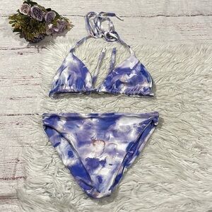 Alice + Olivia Purple Tie Dye Pastel Bikini Top Bottom Set